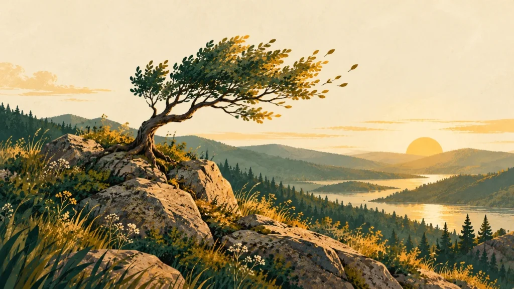 A small tree growing strong between rocks